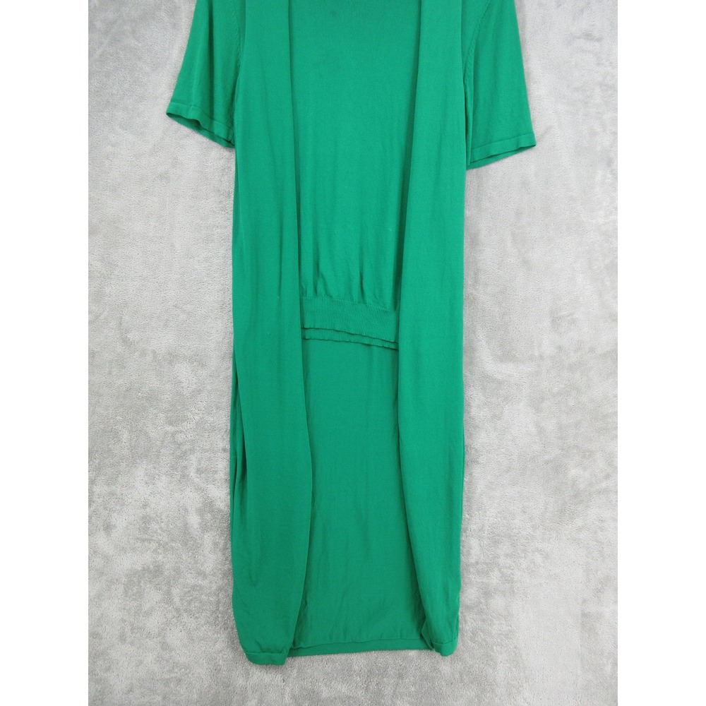 Vanity Basics Sweater Set Womens Size L Duster Twinset Kelly Green Stretch Knit - Picture 6 of 16